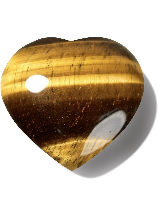 KALIFANO Tiger's Eye Heart - Worry Stone with Healing & Calming Effects - AAA Grade High Energy Crystal with Information Card - Reiki Carving Used for Protection (Family Owned) - Image 1